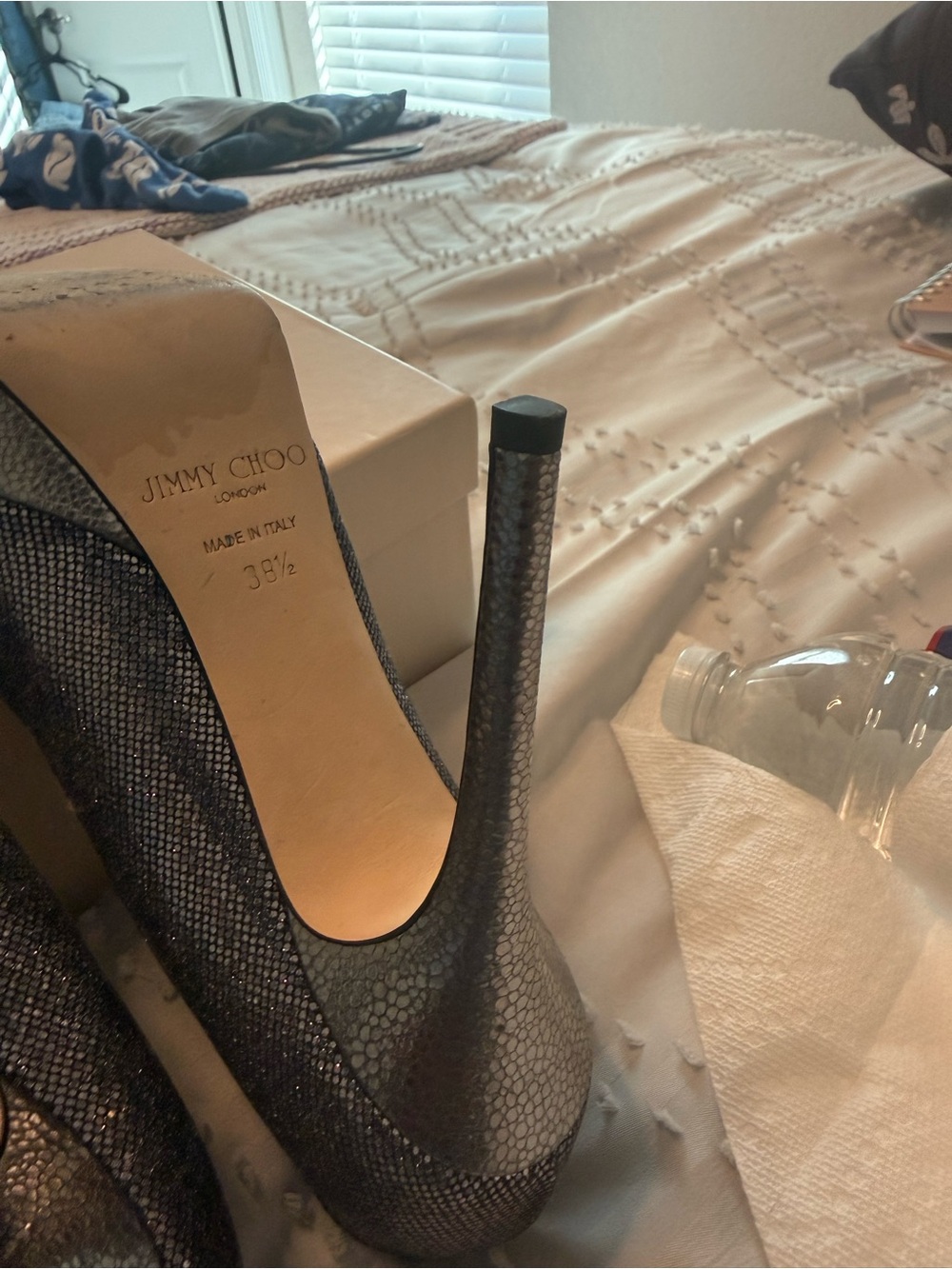 Jimmy Choo Black Sparkle Round Toe Stiletto Pumps - Picture 10 of 11